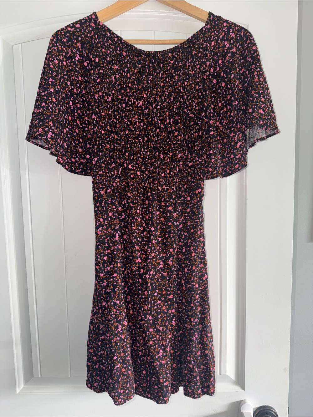 Free People- Florence Smocked Tie Back Minidress